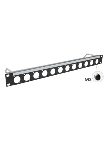 PANNEAU DE CONNEXION  Kit 1U 1x12, trous M3 taraudés, noir