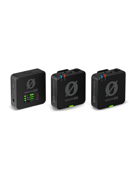 Microphone sans fil RODE WIRELESS PRO, Système audio sans fil 2,4GHz - 1 récepteur / 2 émetteurs avec microphones omni intégrés